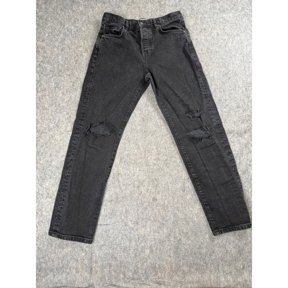 We The Free Free People Jeans Womens 27 Black Cotton Distressed Straight Grunge